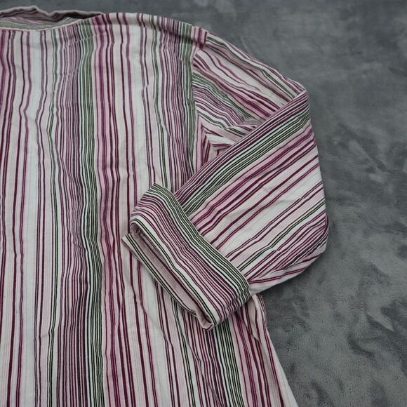 Jazzie Shirt Women 2X Pink Long Sleeve Button Up Casual Striped Plus Size - Picture 14 of 16
